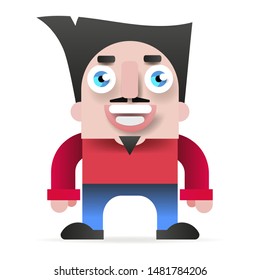 Vector Hipster With A Mustache And Beard, Wearing Sweater Vector Illustration