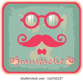 Vector hipster mustache and eyeglasses
