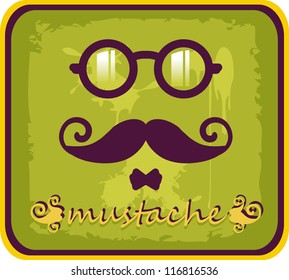 Vector hipster mustache and eyeglasses