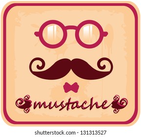 Vector hipster mustache and eyeglasses