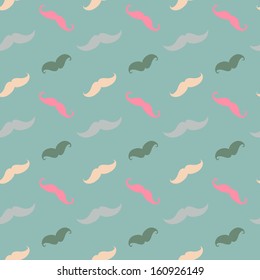 Vector Hipster Mustache Seamless Pattern