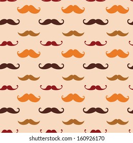 Vector Hipster Mustache Seamless Pattern