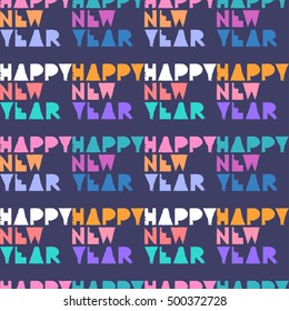 Vector hipster New year and Merry Christmas seamless pattern background. Hand drawing lettering card template