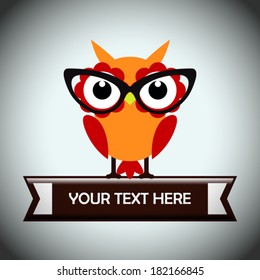 Vector Hipster Owl greeting card design illustration 