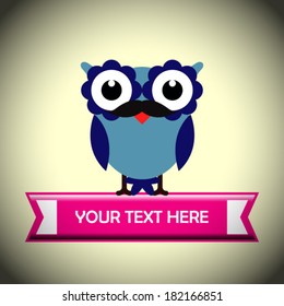 Vector Hipster Owl greeting card design illustration 