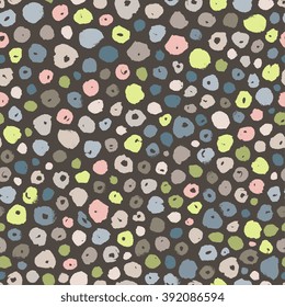 Vector hipster polka dot seamless pattern. Abstract hand drawn spot background texture. Stylish colorful doodles. Modern graphic design. Good for wrapping paper, fabric design and scrapbook.