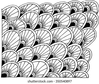 Vector  hipster prints, backgrounds with linear doodles, scales, diagonal waves, hand drawn graphics made with pencil.