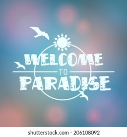 Vector hipster, retro, abstract, colorful, blurred, defocused summer background with text