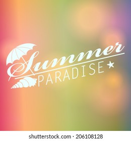Vector hipster, retro, abstract, colorful, blurred, defocused summer background with text