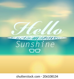 Vector hipster, retro, abstract, colorful, blurred, defocused summer background with text