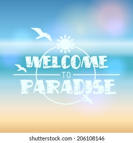 Vector hipster, retro, abstract, colorful, blurred, defocused summer background with text