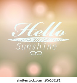 Vector hipster, retro, abstract, colorful, blurred, defocused summer background with text
