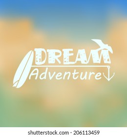 Vector hipster, retro, abstract, colorful, blurred, defocused summer background with text