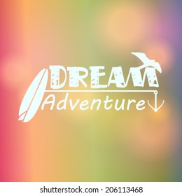 Vector hipster, retro, abstract, colorful, blurred, defocused summer background with text
