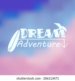Vector hipster, retro, abstract, colorful, blurred, defocused summer background with text