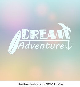 Vector hipster, retro, abstract, colorful, blurred, defocused summer background with text