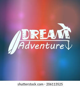 Vector hipster, retro, abstract, colorful, blurred, defocused summer background with text