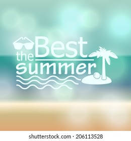 Vector hipster, retro, abstract, colorful, blurred, defocused summer background with text