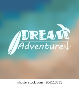 Vector hipster, retro, abstract, colorful, blurred, defocused summer background with text
