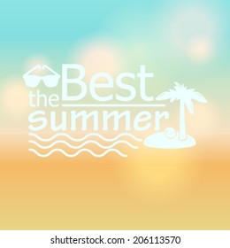 Vector hipster, retro, abstract, colorful, blurred, defocused summer background with text