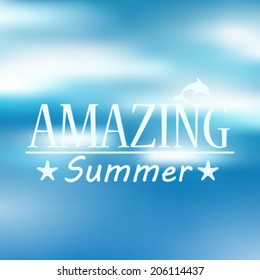 Vector hipster, retro, abstract, colorful, blurred, defocused summer background with text