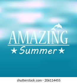 Vector hipster, retro, abstract, colorful, blurred, defocused summer background with text