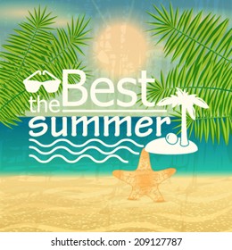 Vector hipster, retro, abstract, colorful, blurred, defocused summer background with text