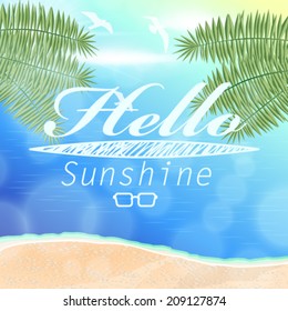 Vector hipster, retro, abstract, colorful, blurred, defocused summer background with text