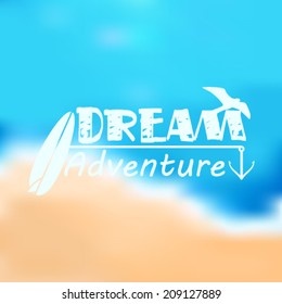 Vector hipster, retro, abstract, colorful, blurred, defocused summer background with text