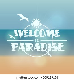 Vector hipster, retro, abstract, colorful, blurred, defocused summer background with text