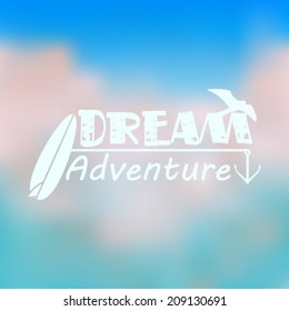 Vector hipster, retro, abstract, colorful, blurred, defocused summer background with text