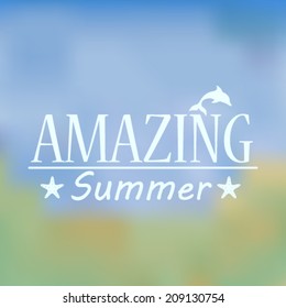 Vector hipster, retro, abstract, colorful, blurred, defocused summer background with text