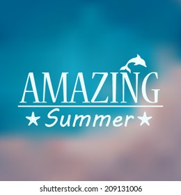 Vector hipster, retro, abstract, colorful, blurred, defocused summer background with text