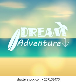 Vector hipster, retro, abstract, colorful, blurred, defocused summer background with text