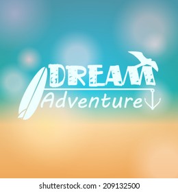 Vector hipster, retro, abstract, colorful, blurred, defocused summer background with text