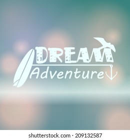Vector hipster, retro, abstract, colorful, blurred, defocused summer background with text