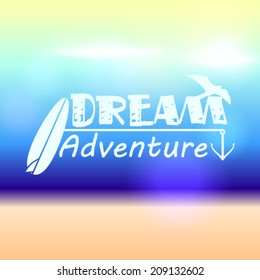 Vector hipster, retro, abstract, colorful, blurred, defocused summer background with text