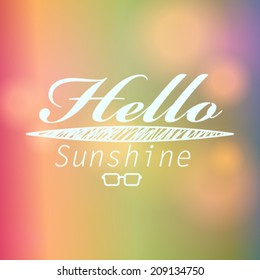Vector hipster, retro, abstract, colorful, blurred, defocused summer background with text