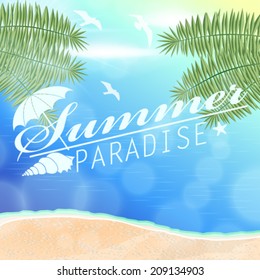 Vector hipster, retro, abstract, colorful, blurred, defocused summer background with text