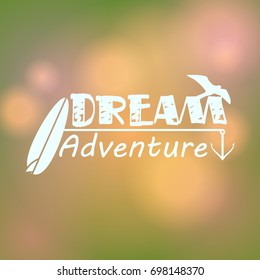 Vector hipster, retro, abstract, colorful, blurred, defocused summer background with text