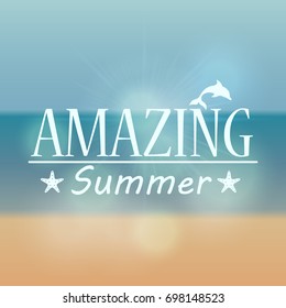 Vector hipster, retro, abstract, colorful, blurred, defocused summer background with text