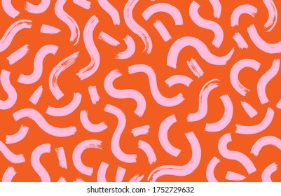 Vector hipster seamless pattern with brush stroke elements. Stylish colorful abstract background.