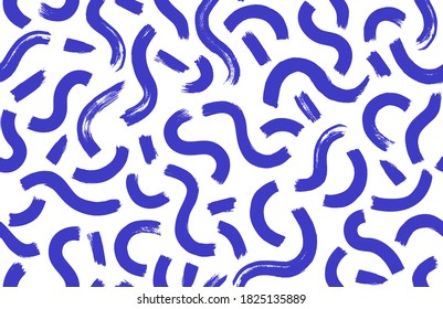 Vector hipster seamless pattern with brush stroke elements. Stylish colorful abstract background.
