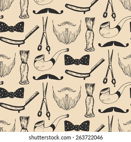 Vector hipster seamless pattern in trendy hand sketched style