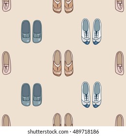 Vector hipster set collection of man and woman brogues fashion shoes. Retro vintage style