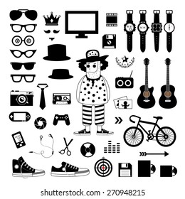 vector hipster style elements and icons set   