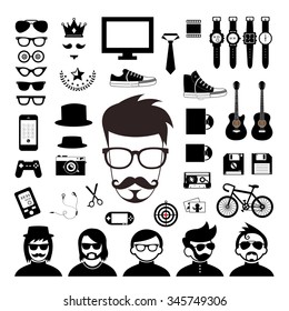 vector hipster style elements and icons set   