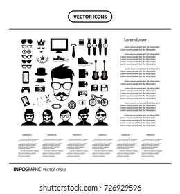 vector hipster style elements and icons set  