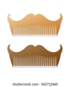 Vector hipster style illustration of combs in shape of mustaches, isolated on white background 
