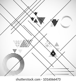 Vector Hipster Triangle Background . poster with different elements. Abstract Geometrical Poster. Modern Design Template with geometric shapes in various forms.illustration.